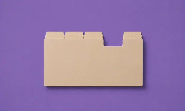 Illustration d'un classeur au centre duquel toutes les fiches sont présentes sauf une, qui illustre l'angle mort de la conformité contractuelle dans la chaîne paie.