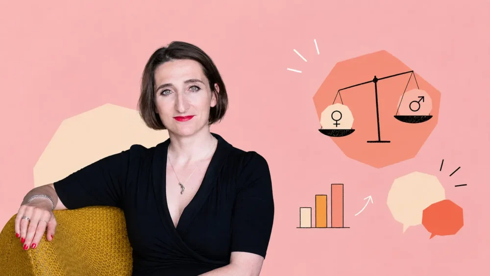 Illustration de balances et graphiques mettant en lumière les inégalités de salaires entre femmes et hommes qu'entend réduire la directive sur la transparence salariale.