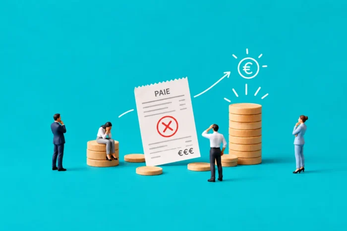 Illustration mettant en lumière les coûts cachés d'une erreur de paie et ses répercussions financières, humaines, administratives et juridiques.