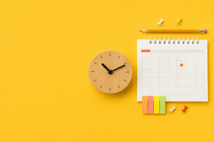 Illustration d'une horloge et d'un calendrier pour anticiper les chantiers RH à mettre en place avant les premières demandes de congés de naissance supplémentaires