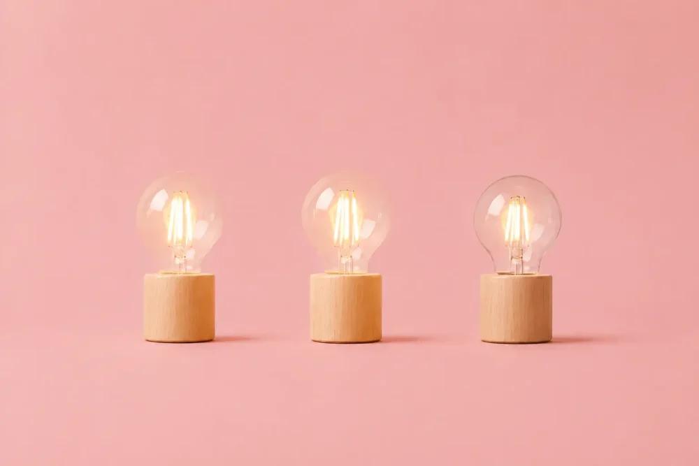 Illustration de trois ampoules éclairées dont une moins lumineuse qui traduit les signaux faibles visibles uniquement grâce à la paie.