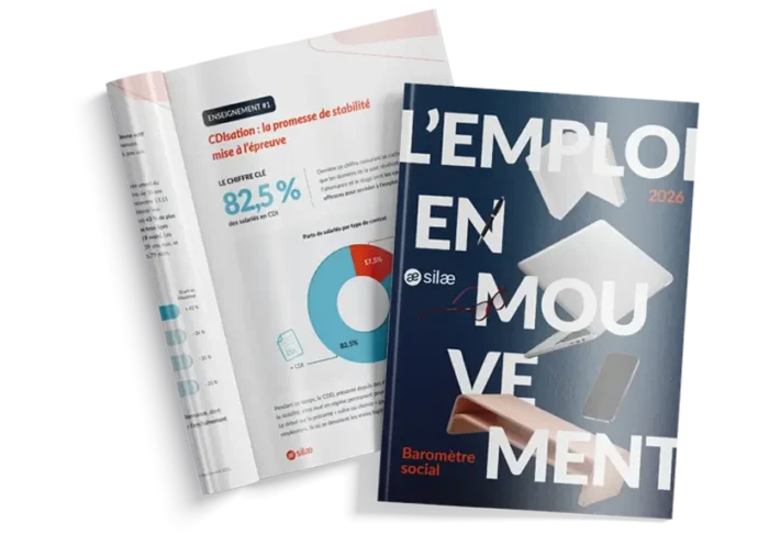 Couverture de la deuxième édition du baromètre social Silae sur L'emploi en mouvement.