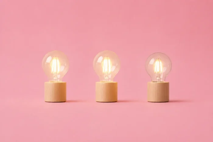 Illustration de trois ampoules éclairées dont une moins lumineuse qui traduit les signaux faibles visibles uniquement grâce à la paie.