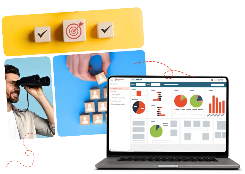 Interface mySilae BI de Business Intelligence RH avec tableaux de bord analysant les données de paie et de DSN pour le pilotage des effectifs et indicateurs sociaux