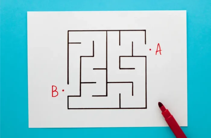 Illustration d'un labyrinthe pour évoquer le changement de chemin à trouver plutôt que choisir la rupture conventionnelle par défaut comme stratégie de sortie au sein de son entreprise.
