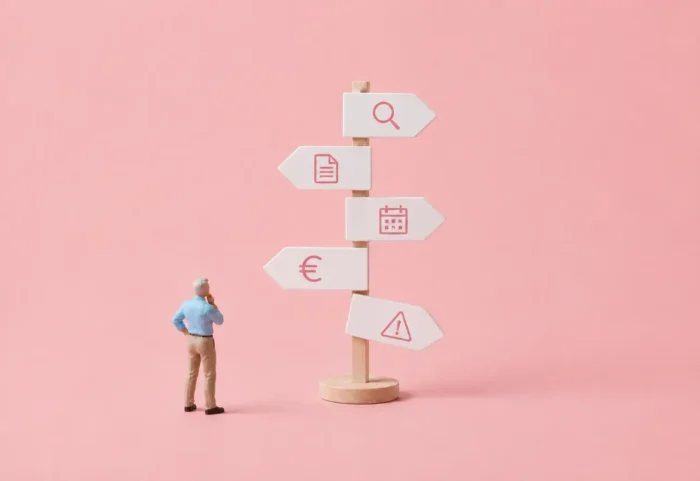 Illustration des différentes zones de risques susceptibles de causer des erreurs de paie lors d'un départ à la retraite.