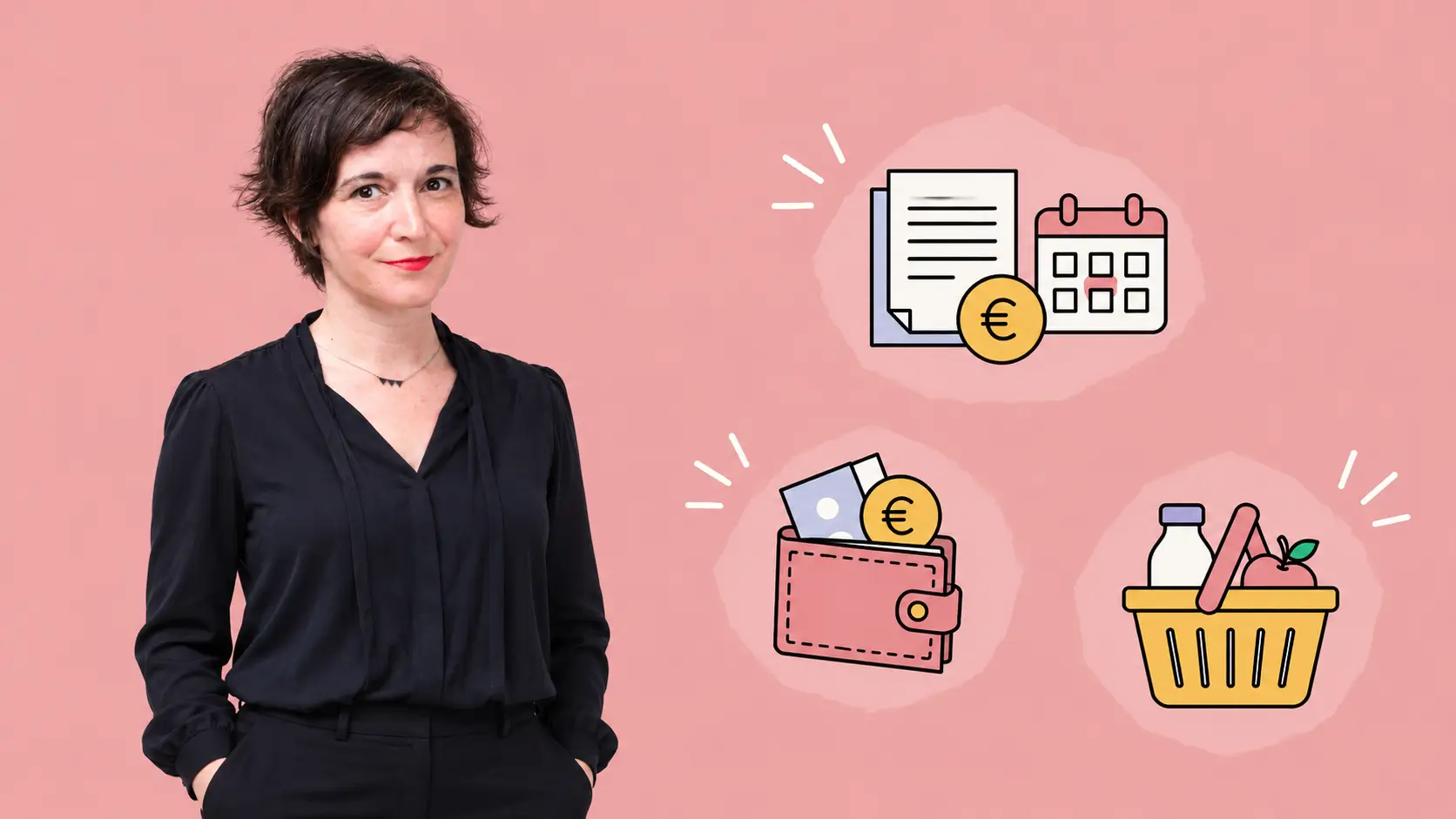 Illustration d'Agnès Crozet et de références au pouvoir d'achat et à l'acompte sur salaire.