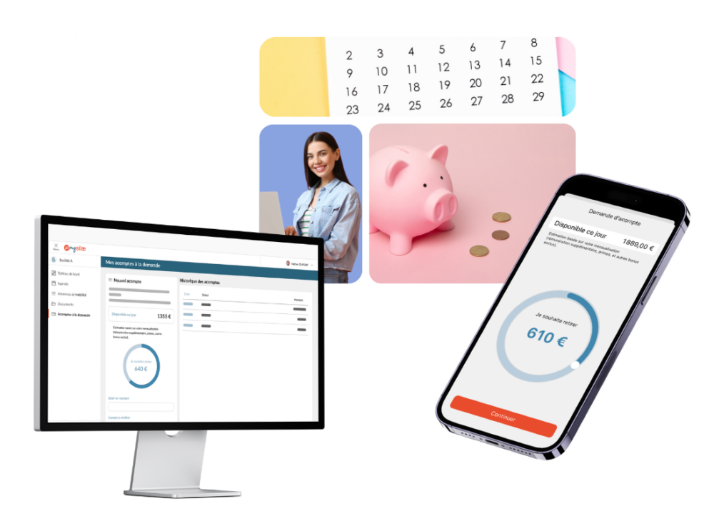 Demande d'acompte sur salaire en ligne via mySilae - interface desktop et application mobil
