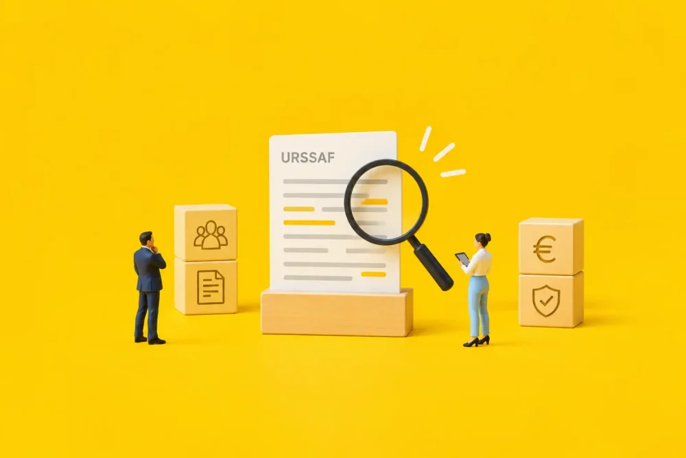 Illustration des points à vérifier dans la paie et les déclarations sociales avant un contrôle Urssaf.
