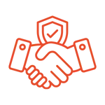 Icône représentant une poignée de main stylisée, symbolisant la confiance, la qualité et la standardisation des bonnes pratiques pour une conformité durable.