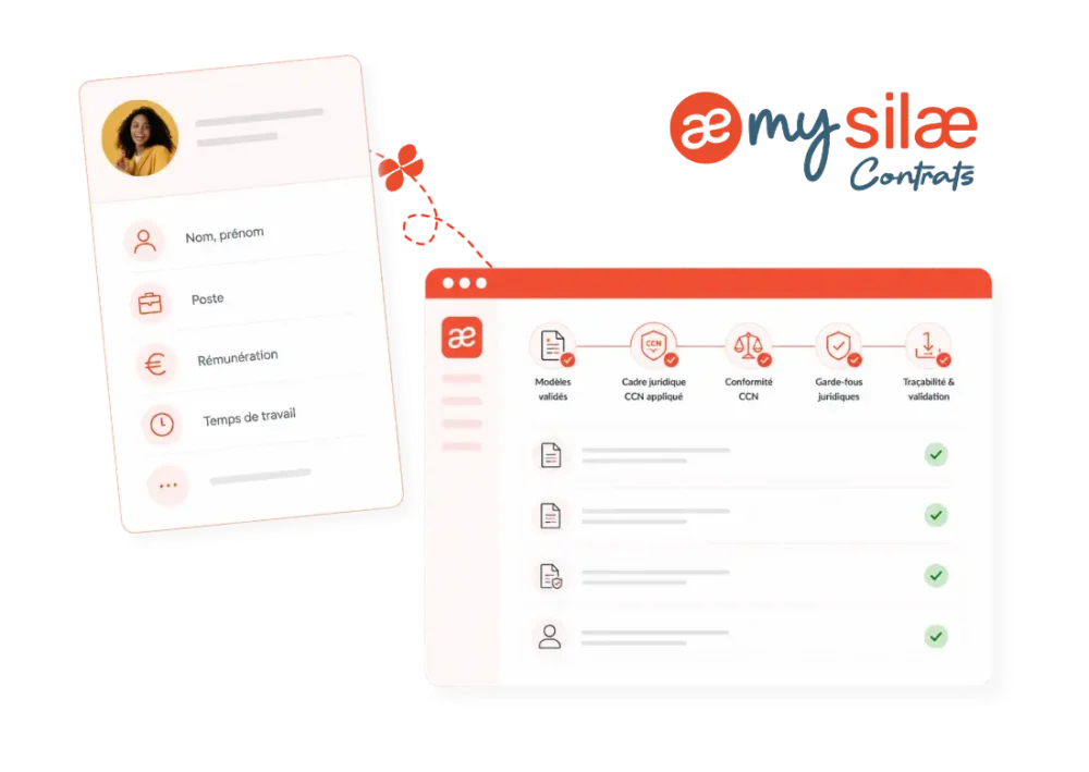 Solution juridique RH mySilae Contrats utilisant les données du dossier salarié pour créer les contrats de travail