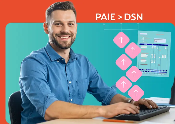 Processus de paie vers DSN avec saisie sur ordinateur et schéma d’export des données