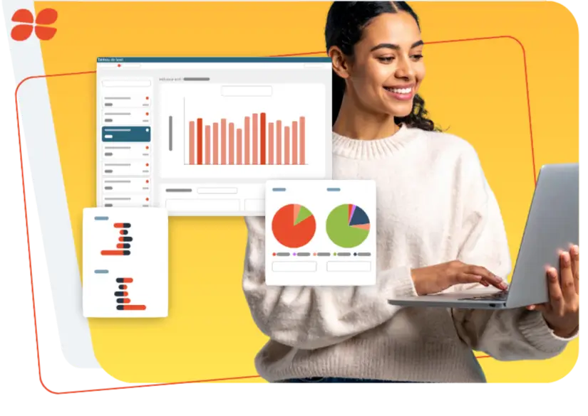 Utilisateur analysant des tableaux de bord RH avec données de paie et DSN dans mySilae BI